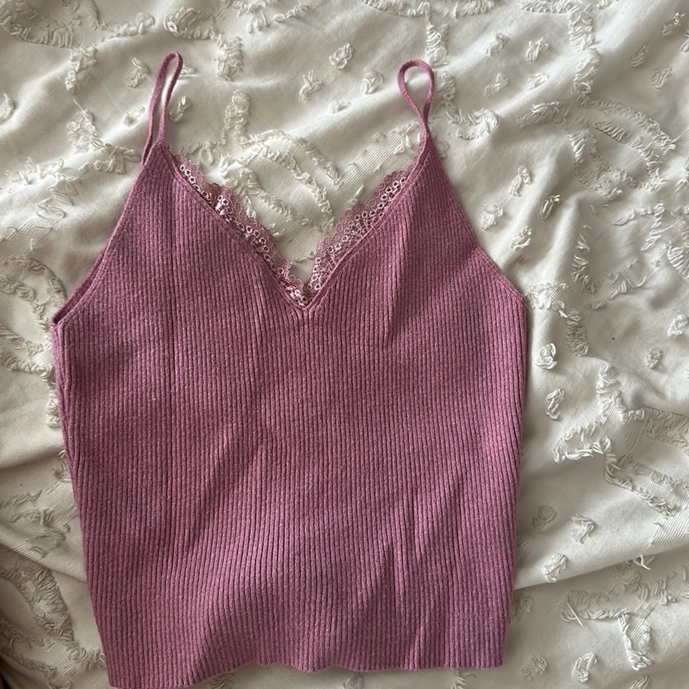 Pink lace tank top